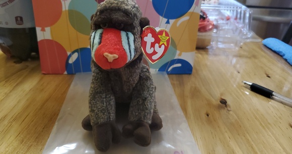 Ty Brown Plush Monkey with Red Heart